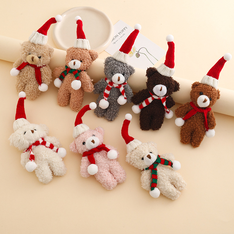 Car Accessories Xmas Gifts - 귀여운 크리스마스 테마 곰 열쇠고리 플러시