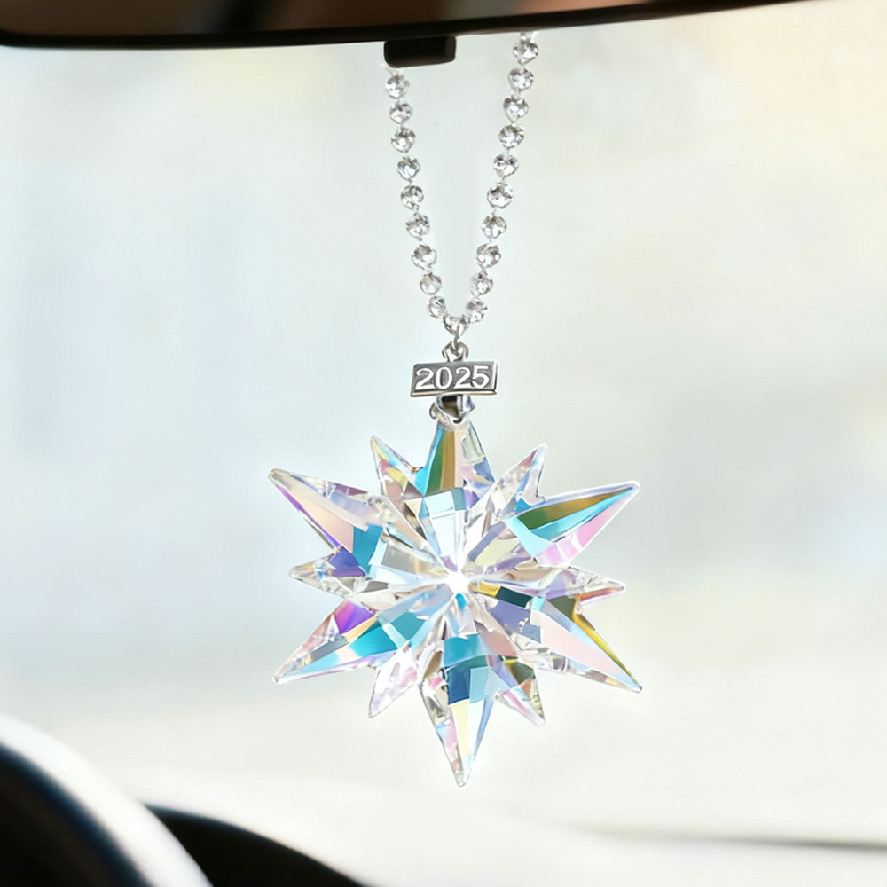 크리스마스 트리 펜던트 장식 화려한 투명 크리스탈 눈송 - Car Accessories Xmas Gifts 리뷰 및 가격