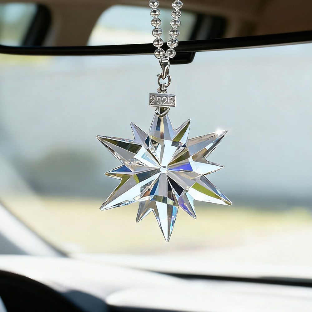 크리스마스 트리 펜던트 장식 화려한 투명 크리스탈 눈송 - Car Accessories Xmas Gifts 리뷰 및 가격