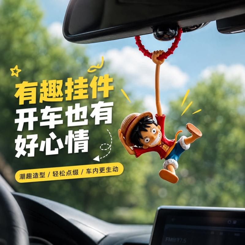 원피스 몽키 D. 루피 자동차 펜던트 새 밀짚모자 루피 - Car Accessories Hanging From Mirror 리뷰 및 가격