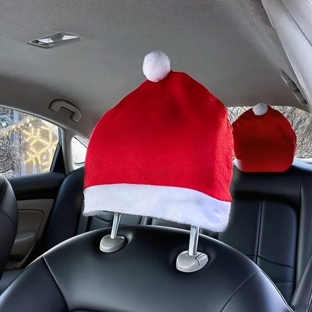 크리스마스 자동차 헤드레스트 커버 빨간 산타 모자 모양 - Car Accessories Xmas Gifts 리뷰 및 가격