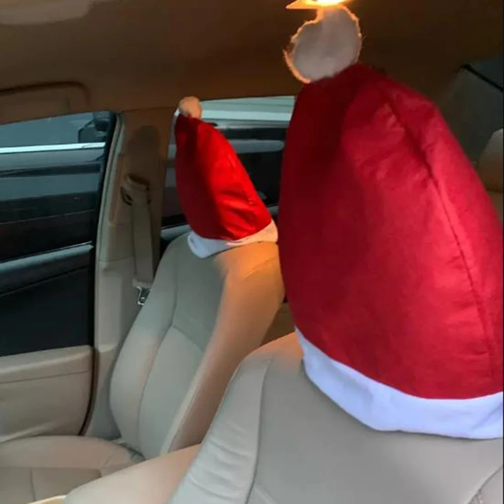 크리스마스 자동차 헤드레스트 커버 빨간 산타 모자 모양 - Car Accessories Xmas Gifts 리뷰 및 가격