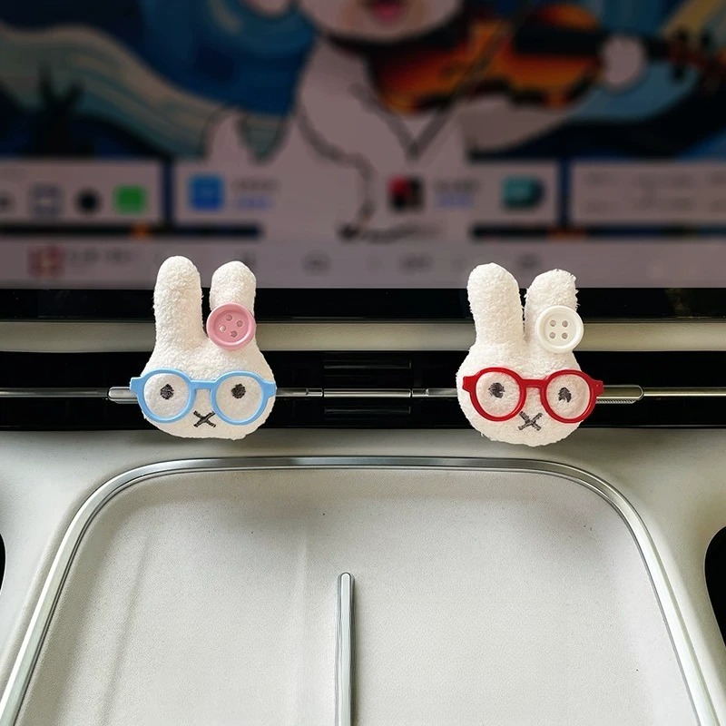 안경을 쓴 귀여운 토끼 자동차 에어벤트 향수 클립 아로 - Car Accessories Perfume 리뷰 및 가격