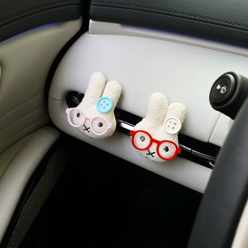 안경을 쓴 귀여운 토끼 자동차 에어벤트 향수 클립 아로 - Car Accessories Perfume 리뷰 및 가격