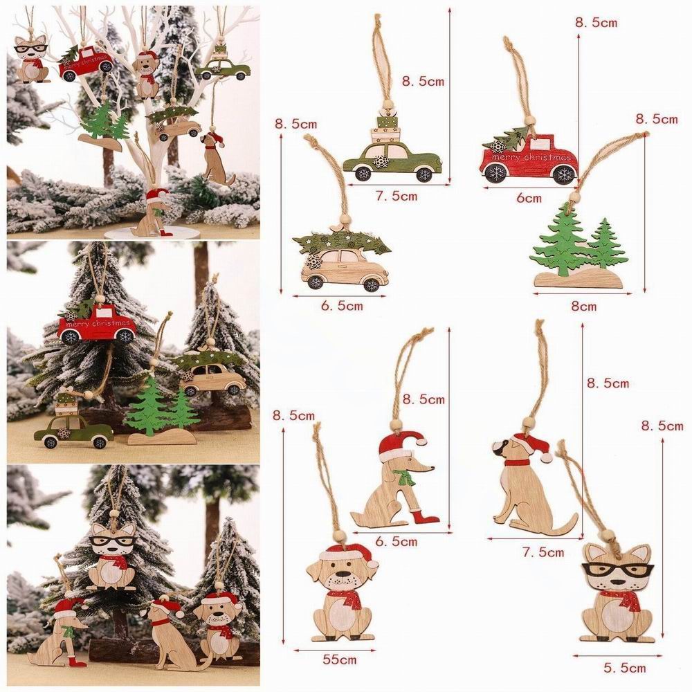 8개 크리스마스 펜던트 나무 장식품 자동차 개 모양 집 - Car Accessories Xmas Gifts 리뷰 및 가격
